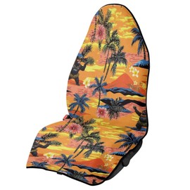 JOAIFO Front Seat Covers for Cars, Hawaii Palm Tree Bucket Seat Covers Sweatproof ＆ Waterproof Premium Microfiber Towel, Non Slip