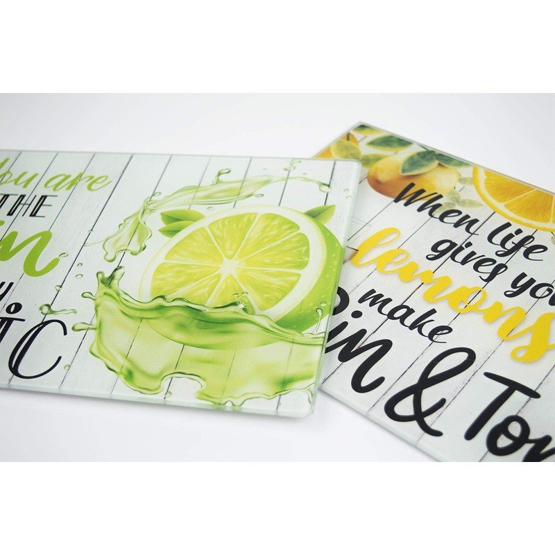 YöL 2x worktop saver chopping board glass kitchen non-slip gin