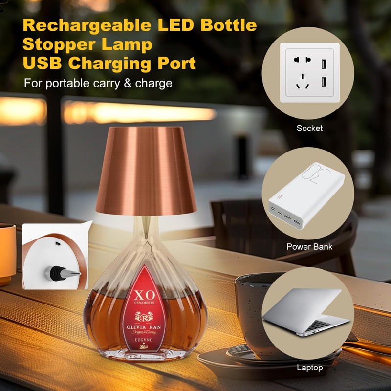 SOUDFK Wireless Bottle Lamp, 2026 New 3 Color Rechargeable Led