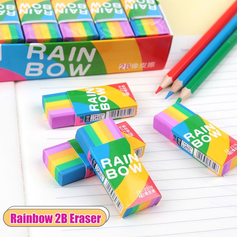 30 Pieces 2B Eraser Rainbow Mini Eraser for Children Soft