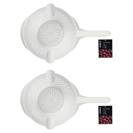 Chef Aid Kitchen Plastic Colander Dual Pouring Lips Kitchen Gadget 23cm White (Pack of 2)