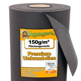 36m², 1,2m breit 150g/m² Garten Unkrautvlies von Aquagart inkl. 10 Erdanker I umweltfreundliche Unkrautmatte aus Polypropylen, Gartenvlies wasserdurchlässig I Mulchvlies Wurzelvlies gegen Unkraut