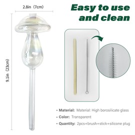 EODELLY 2 Pcs Glass Self Watering Globes, Iridescent Automatic Plant Waterer Bulbs Devices for Indoor & Outdoor Plants, Slow Release Watering Devices System for Various Plants (Top-Fill 2pcs)