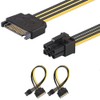 J&D 6 Pin to SATA Power Cable, (2 Pack) SATA