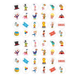 cdb 48 Circus D2 Wafer Rice Paper Card Cupcake Toppers