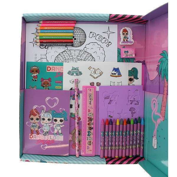 LOL Surprise Large Art Set | Colouring Set | Colouring Posters | Stickers Sheet | Girls Gifts | Stationary Set | School Supplies | LOL Stationery Set | Writing Pencils