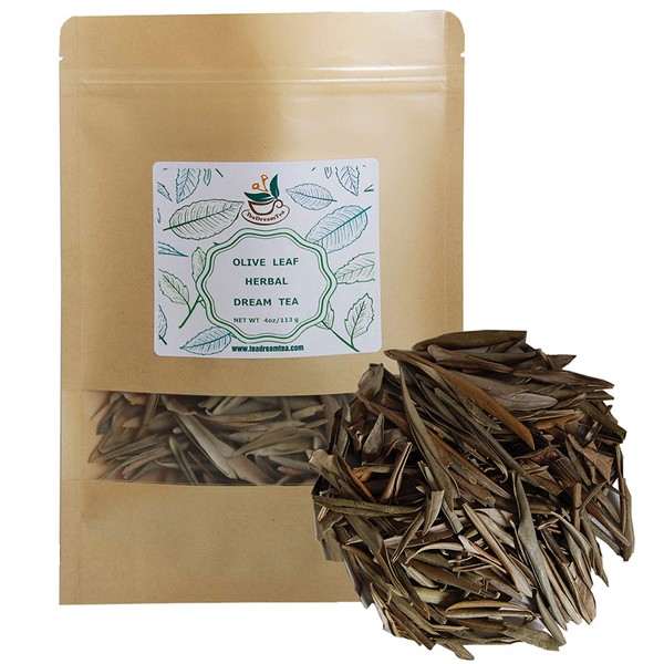 Olive Leaf Whole | Olive Leaf Tea | 4 oz (113g) Bulk Bag | Caffeine Free | Loose Leaf Herbal Tea | TeaDreamTea