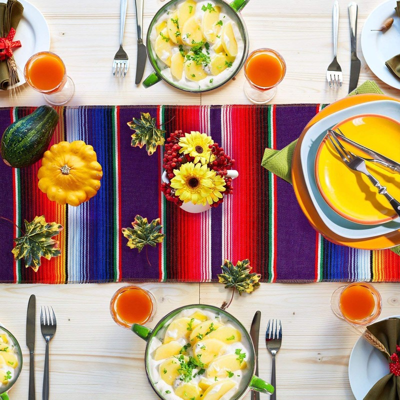 Fowecelt Mexican Serape Table Runner 14 x 84 Inch for
