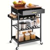 TOOLF Kitchen Island Cart with Drawer, Rolling Kitchen Service Cart