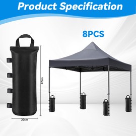 Hanrd Weights for Gazebo, Pack of 8 Sandbag Gazebo Sandbags, 800D Oxford Tent Sandbag for Weighting, for Gazebo, Garden, Beach Tent, Parasols (20 cm x 50 cm)