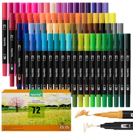 Eglyenlky 72 Dual Tip Brush Pens, Adult Colouring Marker with Fine and Brush Tip for Kid Adult Artist Drawing Journaling Lettering Calligraphy