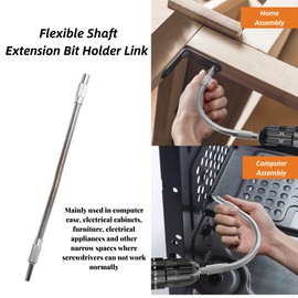 1 Piece 1/4 Inch Magnetic Extension Flexible Shaft Screwdriver Bit Holder Connection Link for Screwdriver (300 mm)