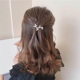 Vintage Crystal Hair Clip Rhinestone Butterfly Hair Barrette Clip Crystal Butterfly Hairpin Clip Crystal Head Clip Decorative Headwear Hair Accessories for Women Headdress (Golden, One size)