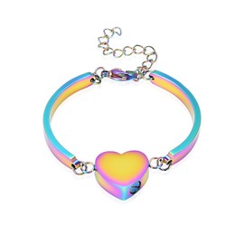 VCCWYQK Cremation Jewellery Urn Bracelet for Ashes for Women Stainless Steel Heart Urn Cuff Bracelet Cremation Keepsake Jewellery for Ashes, 16 centimeters, Stainless Steel