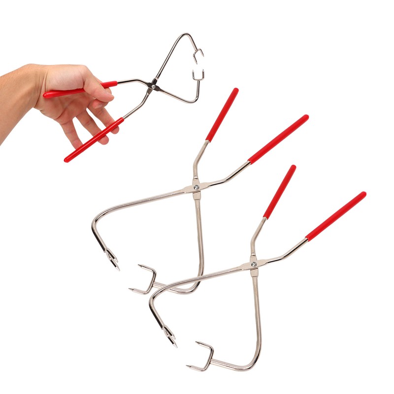 2pcs Dipping Tongs Red Handle Stainless Steel Easy Cleaning Stable
