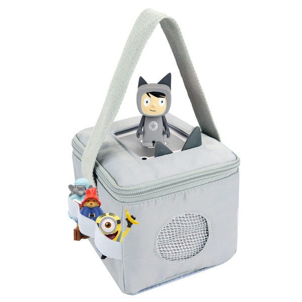 Bag for Tonies Characters and Toniebox, Gray Tote Bag for Tonies Figurines, Soft Carry Case for Creative Tonies, Storage Bag for Kids Audio Player