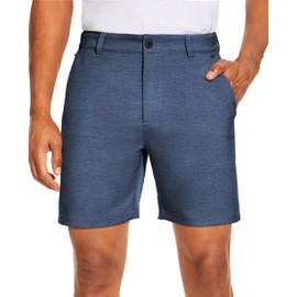 PULI Mens Golf Shorts 7 Inch Inseam Business Dress Casual Stretch Work Hiking Quick Dry Lightweight with Pockets Navy Blue 36