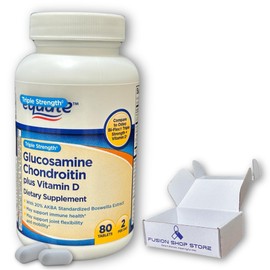 Glucosamine Chondroitin Plus Vitamin D- Tablets Triple Strength, 80ct (Pack of 1), Boxed by Fusion Shop Store