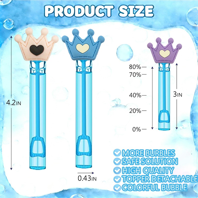 24 Pcs Princess Crown Bubble Wands, Birthday Party Favors