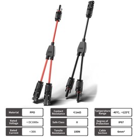 Intckwan Solar Cable Y Connector Pair (1 to 2), Ip67, F/M/M and M/F/F, Solar Panel Cable Connections Y Distributor, Compatible with 2.5 mm2-6 mm2 Photovoltaic Connector (1 Red + 1 Black)