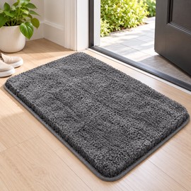 Rounded Thickened Bathroom Floor Mat, Plush Absorbent Bath Rug with Anti-Slip Backing for Bathtub, Shower, Sink & Entrance