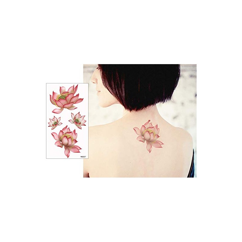THE FANTASY yms027 Tattoo Sticker Flower Lotus [Approx. A5 Size,