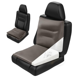 HOMBYS Memory Foam Car Seat Cushions for Driving with Back Rest,Adult Bbooster Seat for Car,Adjustable Height Driver Seat Cushion for Car, Truck, Office Chair (Coffee)