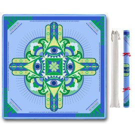 g00d4u Neoprene Mahjong Mat with Rules (33" x 33"), No Creases American Mahjong Mat, Anti-Slip & Noise Reduction Mahjong Learning Mat, Mahjong Mat Gifts for Women (Lucky Light Blue)