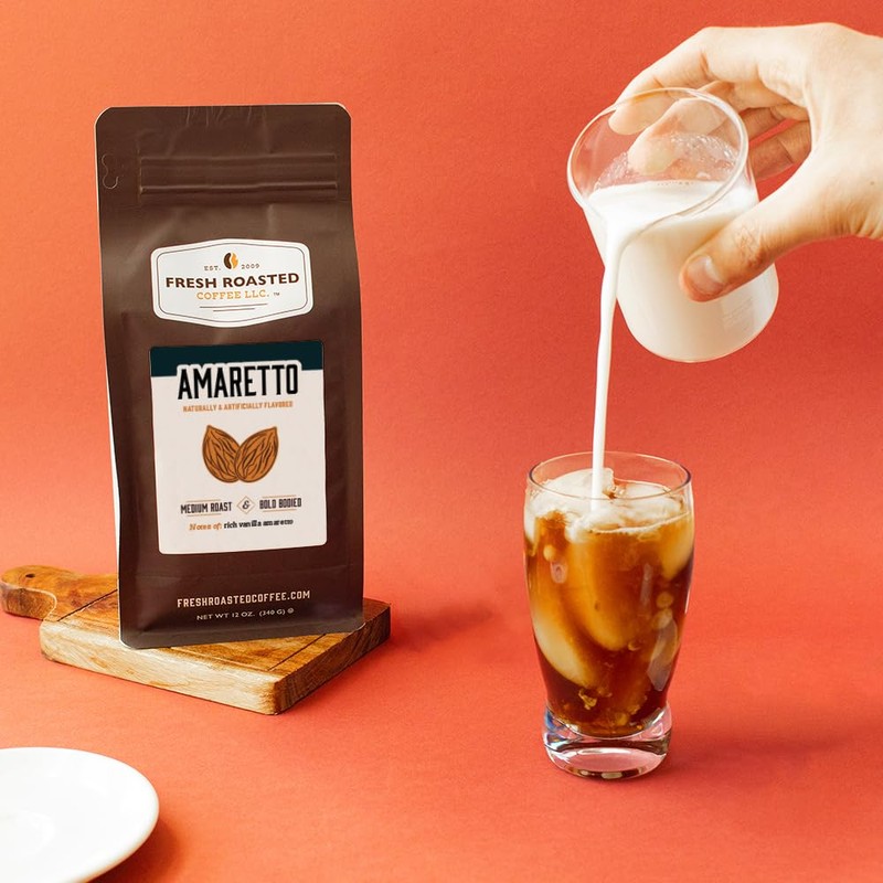 Fresh Roasted Coffee, Amaretto Flavored Coffee,5 lb, Medium Roast, Kosher,