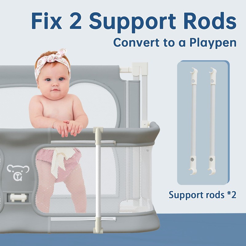 JWPEHOE 3 in 1 Baby Bassinet Bedside Sleeper Portable Crib,