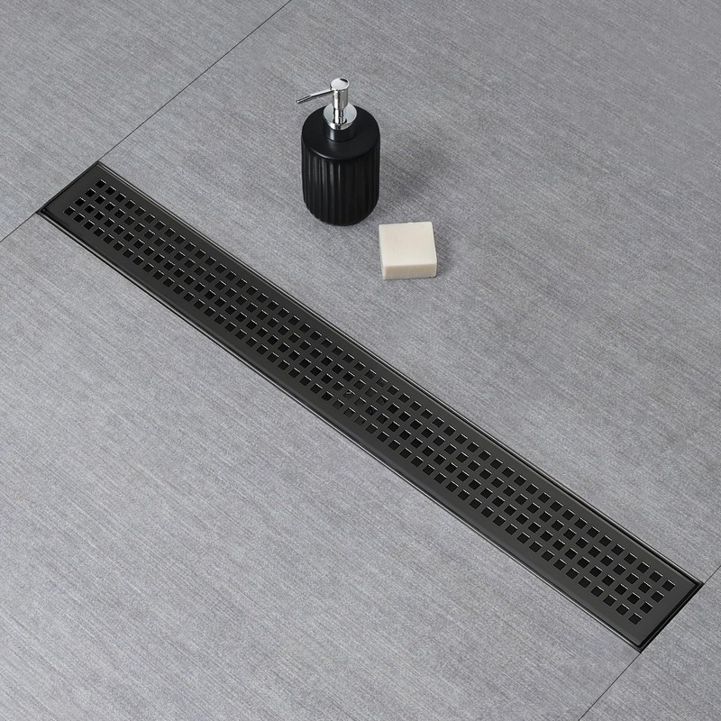 SaniteModar Linear Shower Drain, Matte Black Shower Drain 24 inch