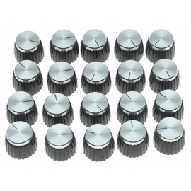 Dopro 20pcs Guitar AMP Amplifier Push on fit Knobs Black w/Silver Cap for Marshall Amplifier
