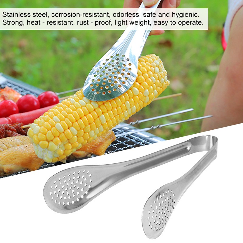 5pcs Multifunction Stainless Steel Food Tong Bread Steak Salad BBQ