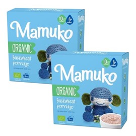 MAMUKO Baby Porridge - Buckwheat Porridge with GMO-Free - Organic Porridge for Healthy Growth & Development - Vegan Porridge Ideal for Babies 6-9 Months - 2 Pack (200g & 10 Servings)