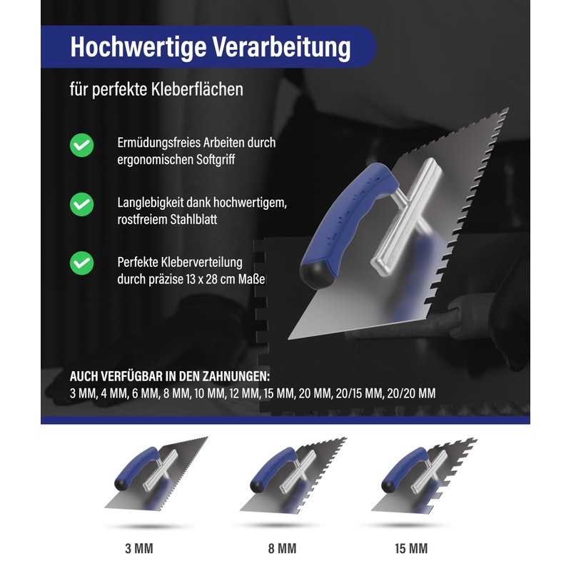 Karl Dahm® Soft Grip Toothed Trowel 20/20 mm - Professional