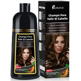 Chestnut Brown Hair Dye Shampoo,Tinte Cubre Canas - Shampoo Con Tinte Para El Cabello, Fórmula con Extractos Herbales(Marrón, 500ml)                  