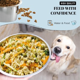 AVERYDAY 104oz Stainless Steel Dog Bowls Set, 2 Pack for Replacement Dogs Bowl Stand, 13 Cups Metal Dog Bowls with 5.24" Deep, 7 Inch Dogs Water Bowl for Raised Feeder with Opening 7.28-7.44"