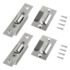 Pack of 2 Stainless Steel Ball Catches, Concealed Door Catch Front Door, Adjustable Spring Roll Catch, 20 mm with Screws for Doors of Kitchens, Bedrooms, Bathrooms