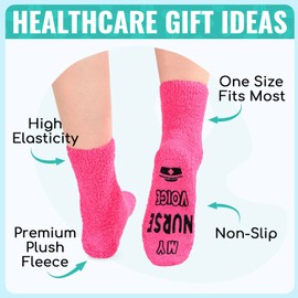 HAPPYPOP Gift Idea For Nurse Female - Gifts For Cna Female Gift For A Nurse Practitioner Female Future Nurse Gifts For Women, Funny Nurse Fuzzy Socks