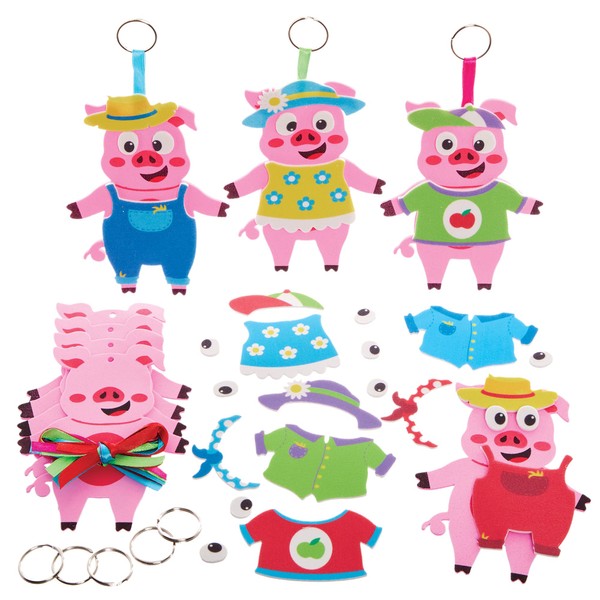 Baker Ross FX564 Pig Mix and Match Keyring Kits -