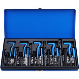 SAE Thread Repair Helicoil Kit - 131PC with HSS Drill Bits, Inserts, Taps, and Breakoff Tools for Rethreading on Metal, Engine, Pipe Repair - Sizes 1/4" 5/16" 3/8" 7/16" 1/2"