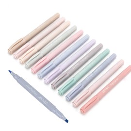 ZEYAR Cute Highlighters With Dual Tips, Cream Colors, Chisel and Bullet Tips, Aesthetic Marker, No Bleed Dry Fast Easy to Hold (12 Colors)