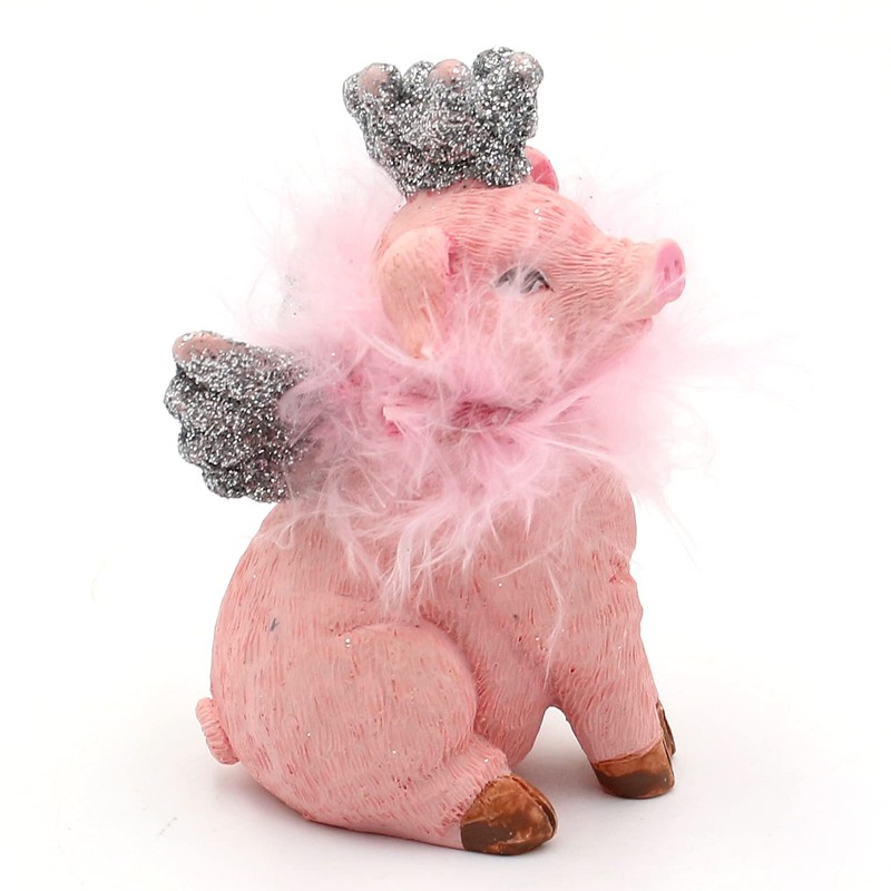 Dekohelden24 Ceramic Decorative Pigs with Crown and Glitter Set of