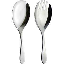 Nagao Tsubamesanjo Serving Spoon Serving Fork Set, 18-8 Stainless Steel, Made in Japan