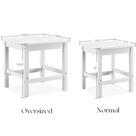 Pslivam Outdoor Side Table, 15.6" Poly Lumber Adirondack Side Table, Weather Resistant Patio Side Table for Poolside, Garden and Front Porch (White)