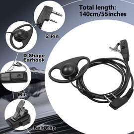 Macarrie 24 Pcs Radio Headset with Mic 2 Pin D Shape Walkie Talkie Earpiece with Mic Walkie Talkie Earpiece Compatible with Rt68 Rt19 Rt27 Rt28 Rt22 Rt21 H-777 2 Way Radios, Soft Ear