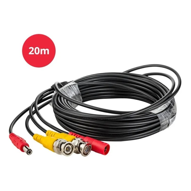 Cable Siames 20 Metros Para Camaras Seguridad Cctv Bnc Video