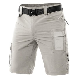 Moosehill Men's Hiking Cargo Shorts Quick Dry Work Shorts for Men Casual Tactical with 7 Pockets Waterproof No Belt Light Khaki