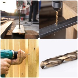 13Pcs HSS Spiralbohrer Set, Metrisch M35 Kobaltstahl Titanbeschichtet Bohrer 1,5 mm 6,5 mm Extrem Hitzebeständig Bohrer mit geradem Schaft für Holz Metall und Kunststoff (Messingfarben)