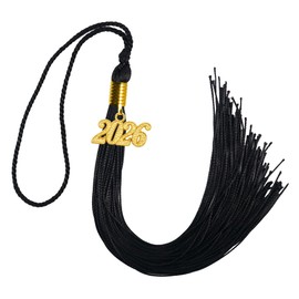 GraduationMall Single & Multiple Color Graduation Tassel with 2026 Year Charm 9" Black